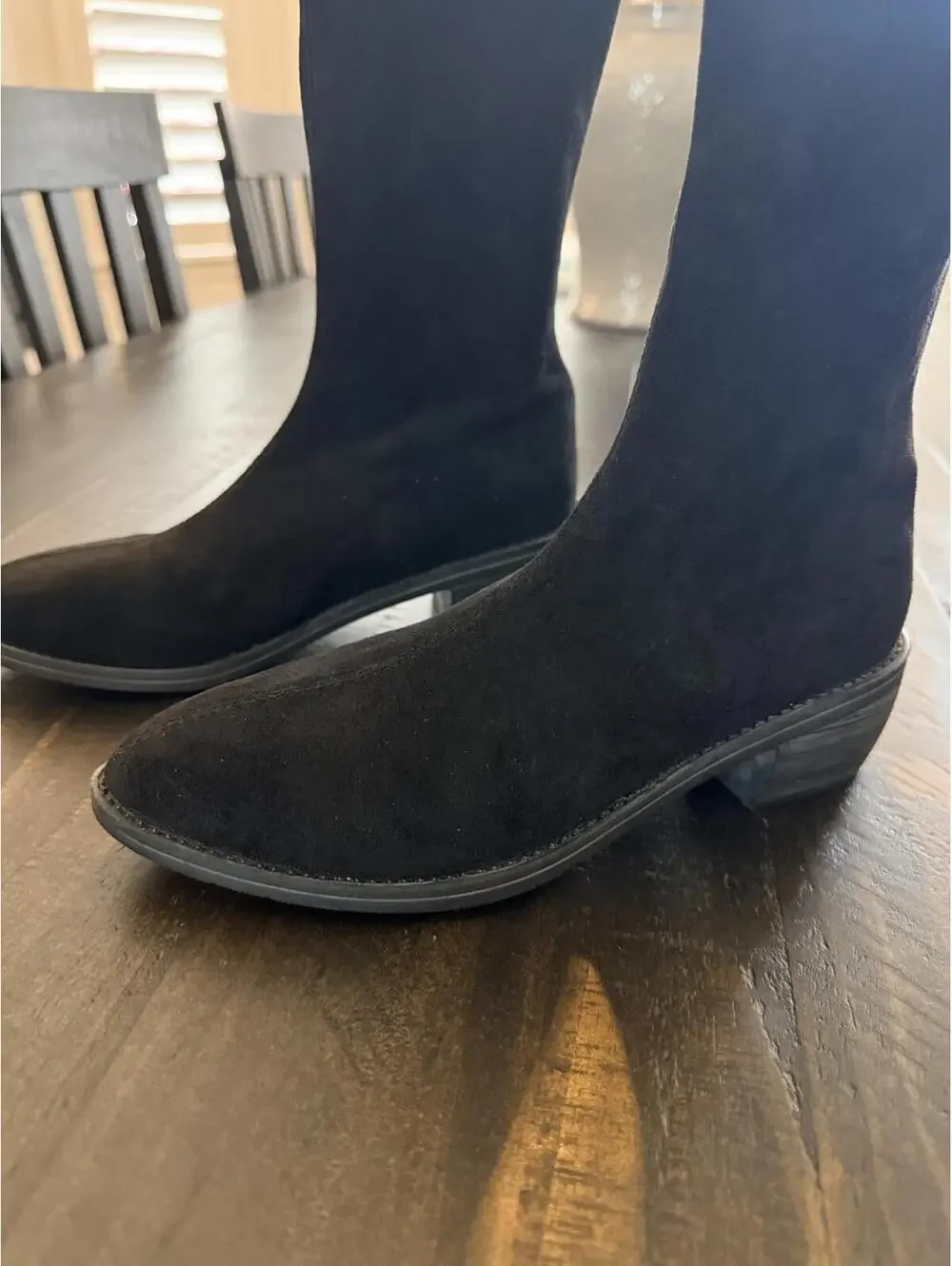 Cocon Black Pull On Knit Sock Boots Women 36 (US 6) Small Calf Stretch Cute